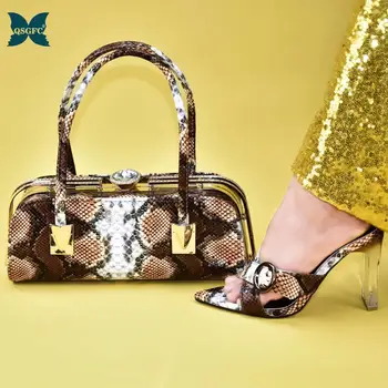 

Italian design ladies Shoe and Bag Set Decorated with Rhinestone Nigerian Women Wedding Shoes and Bag Set High Quality Shoes