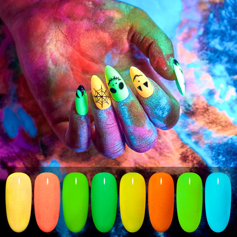 Свечение ногтей в темноте Блеск порошок неонового пигмента флуоресцентная пыль тени УФ-гель для дизайна ногтей Полировка пигментная пыль маникюр декор