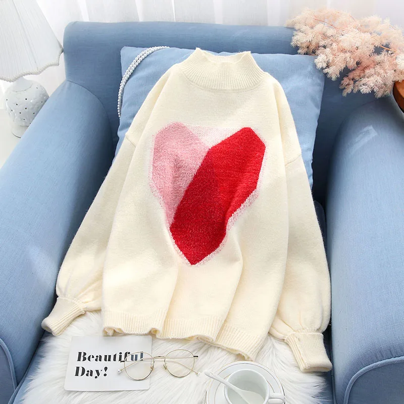 

sweet turtleneck women sweater and pullovers knitted cute girl female lady loose elegant pulls fashion outwear coat tops