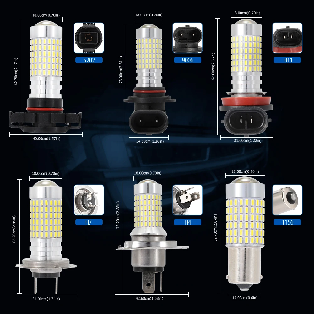 H4 7-10 Вт 144 шт. 3014 SMD 1200LM 6500K светодиодный светильник лампа автомобильная Противо-Туманная светильник Автомобильные стояночные огни D40