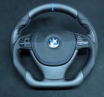 

Cuatomized Real Carbon Fiber Sports Steering Wheel Alcantara Leather compatible for BMW 5 F18 2010-2017 series 525li 533Li 540Li