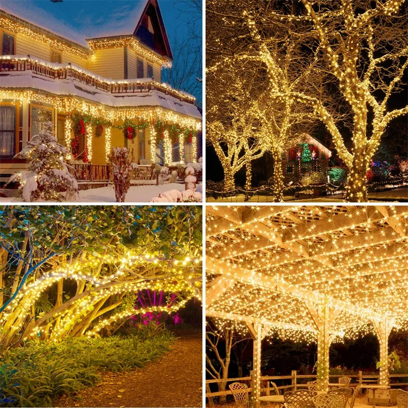 Solar String Lights Outdoor 200 LED 8 Modes Solar Powered Fairy Lights Waterproof Copper Wire Twinkle Lights for Garden Wedding solar led street light