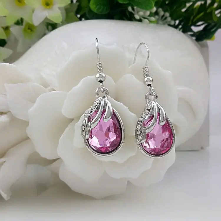 2019 Fine ladies earrings 925 sterling silver crystal ear hook hypoallergenic bride Christmas gift e073 | Украшения и аксессуары