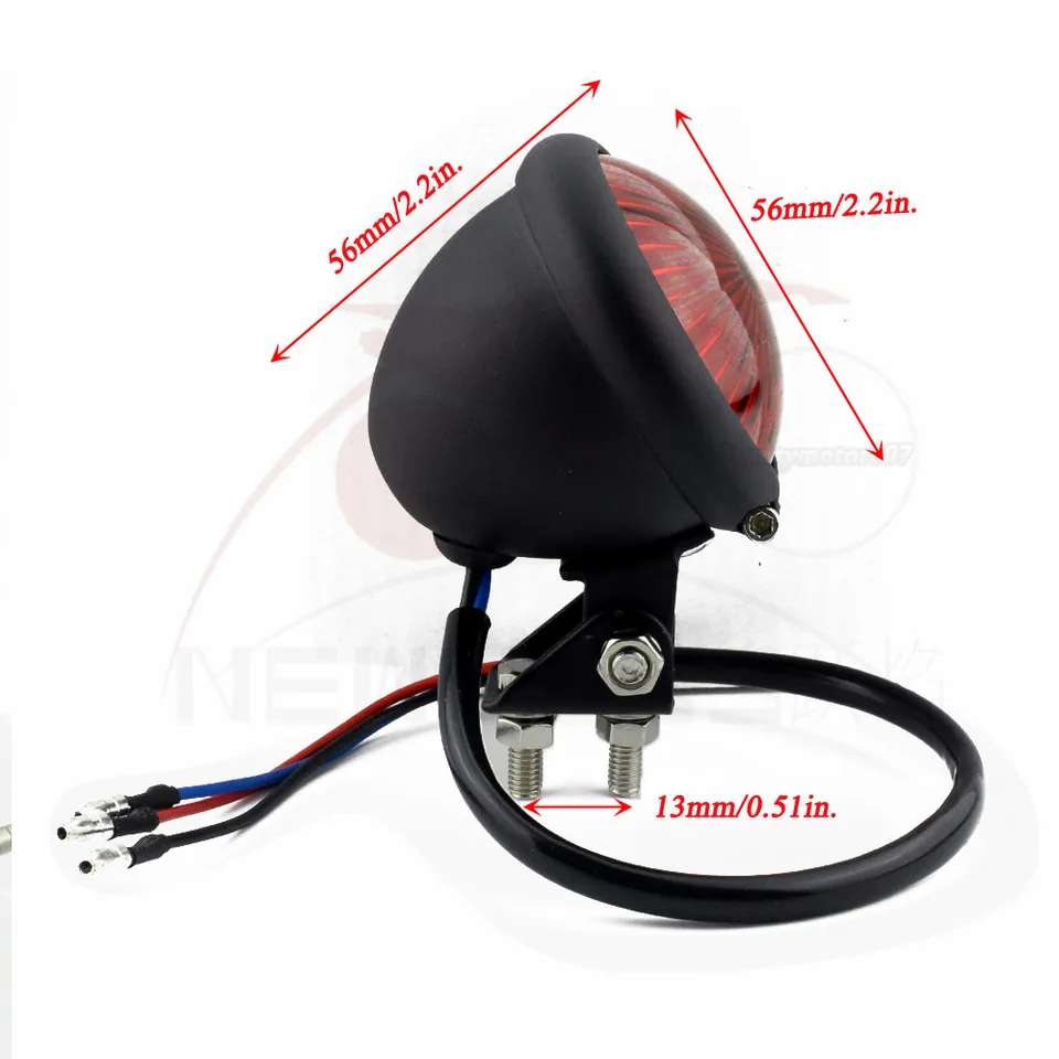 Huante Rosso 12V LED Nero Regolabile Cafe Racer Style Stop Fanale Posteriore Motocicletta Freno Posteriore