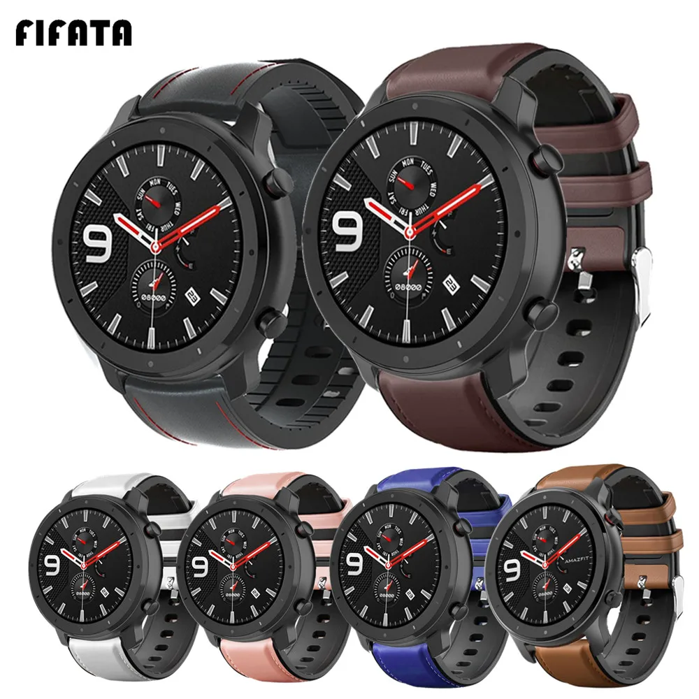 Кожаный браслет FIFATA для Amazfit GTR 47 мм 42 ремешок часов Xiaomi Huami 2 Stratos2 S 3 Смарт часы с