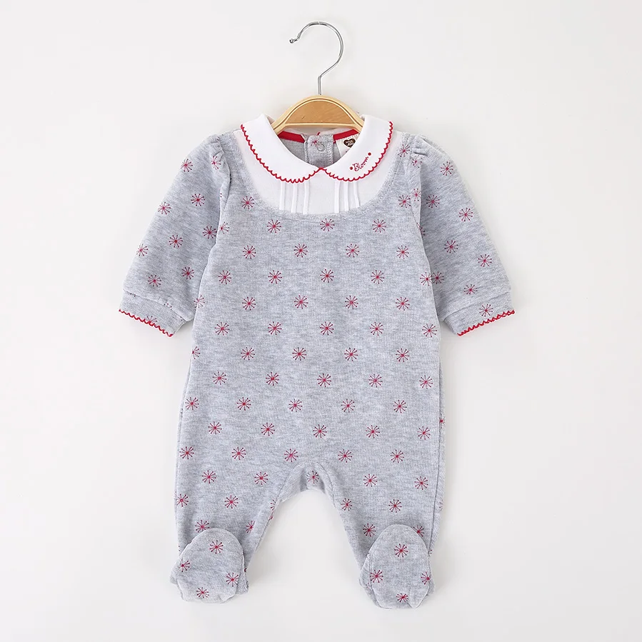 

Baby velour rompers long sleeve girl boy clothes flower long sleeve onesies pyjamas newborn baby footed overalls jumpsuit outfit