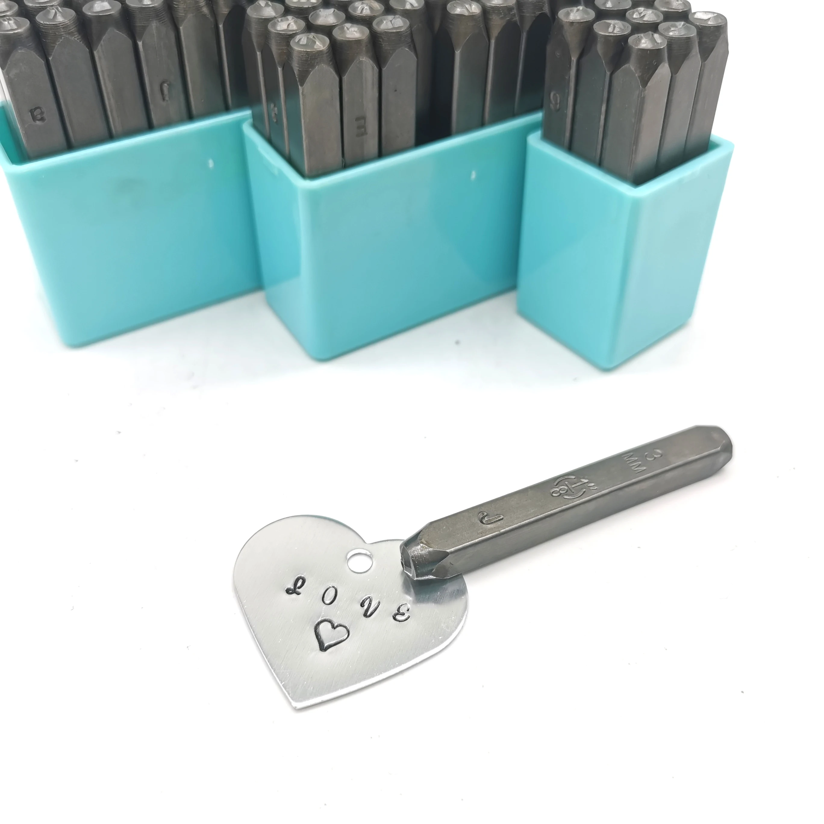 주얼리 금속 스탬핑 세트, 문자 번호 스틸 펀칭 키트, DIY 로고 알파벳 팔찌 링 스탬프, 가죽 실버 브랜딩, 3mm