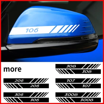 

2PCS Car Rearview Mirror Side Decor Stickers Reflective Decal for Peugeot 206 207 208 306 307 308 508 106 107 108 2008 3008 5008