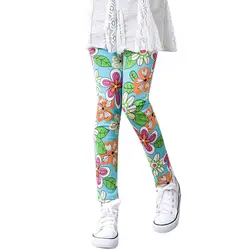 WEIXINBUY/Детские леггинсы для девочек штаны с цветочным принтом, эластичные штаны детские леггинсы для девочек классические От 3 до 14 лет для