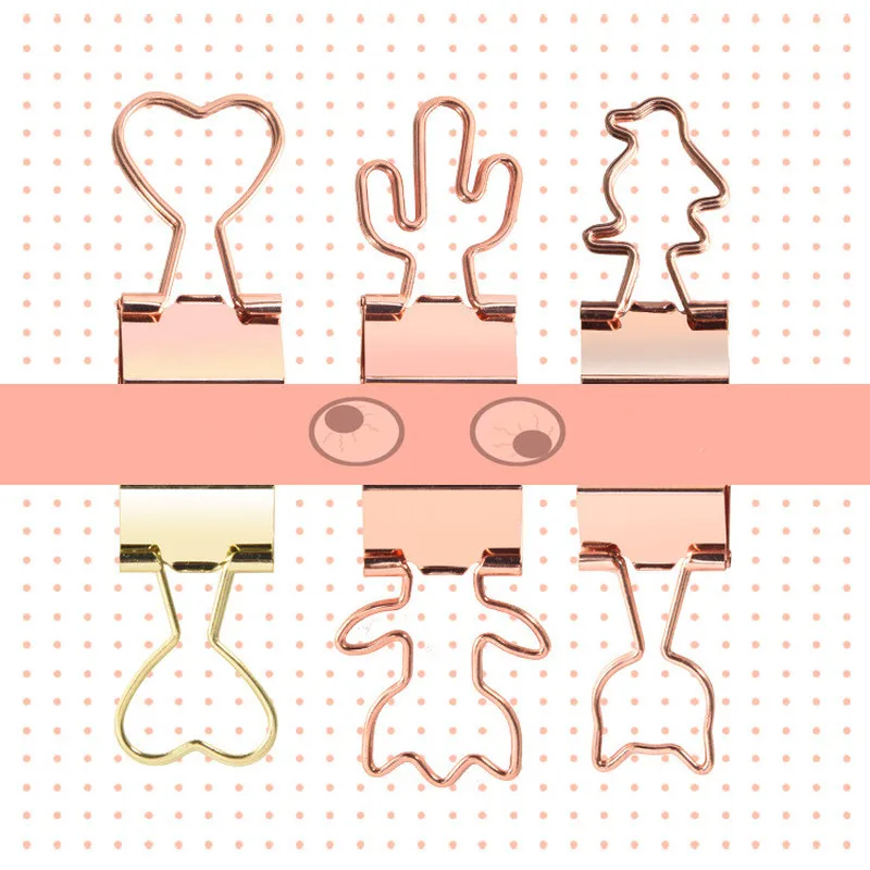 

12 Pcs/Set Lovely Long Tail Clips Love Penguin Cactus Cat Style Shape Document Ticket Clip Home Office Storage File Organiser