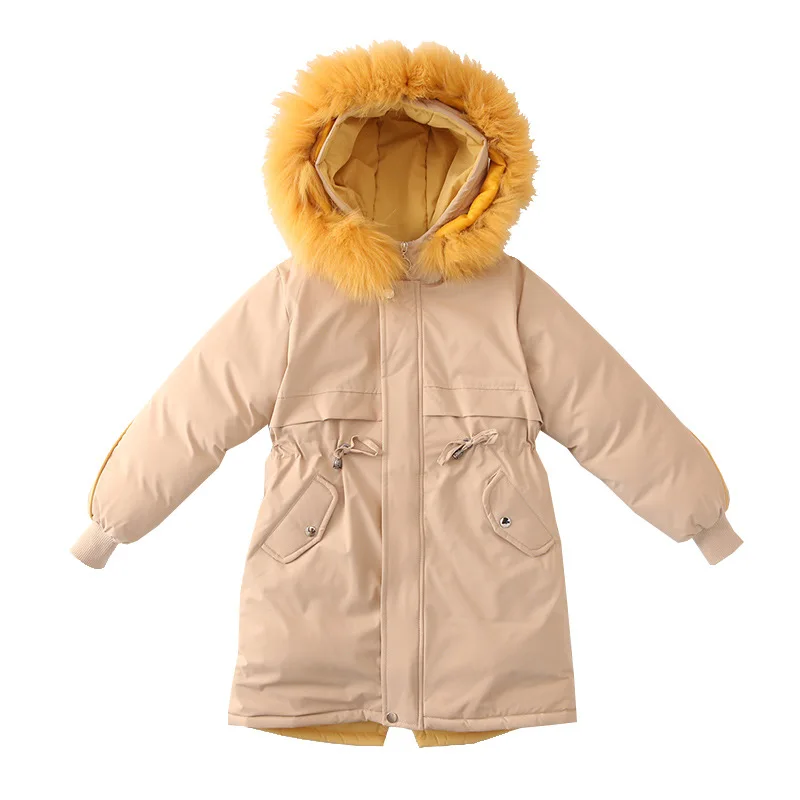 

New 2019 Children Winter Jacket Fashion Girl Winter Parka Kids Warm Thick Hooded Long Down Cotton Coats For Girls 3-12 Years