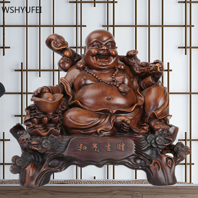 

Traditional Smiley Buddha statue Model Resin Ornaments Home Wine cabinet Office Desktop Decoration opening fortune Gift Crafts