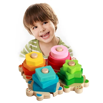 

New Montessori Wooden Geometric Matching Board Blocks Baby Toys Kids Educational Toys Building Blocks Child Gift Stacker Block