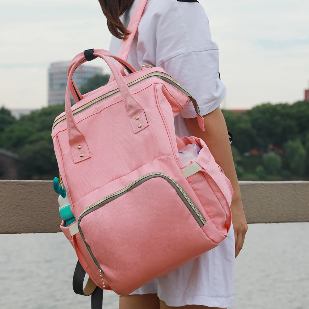 

Wholesale Waterproof Solid USB Baby Diaper bag Large Capacity Mummy Bag Nappy Bag