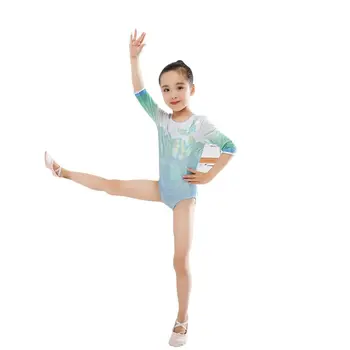 

Kid Children Bodysuit Dance Wear Three Quarter Sleeve Gymnastics Leotard Ballet Practice Dance Costume Suit