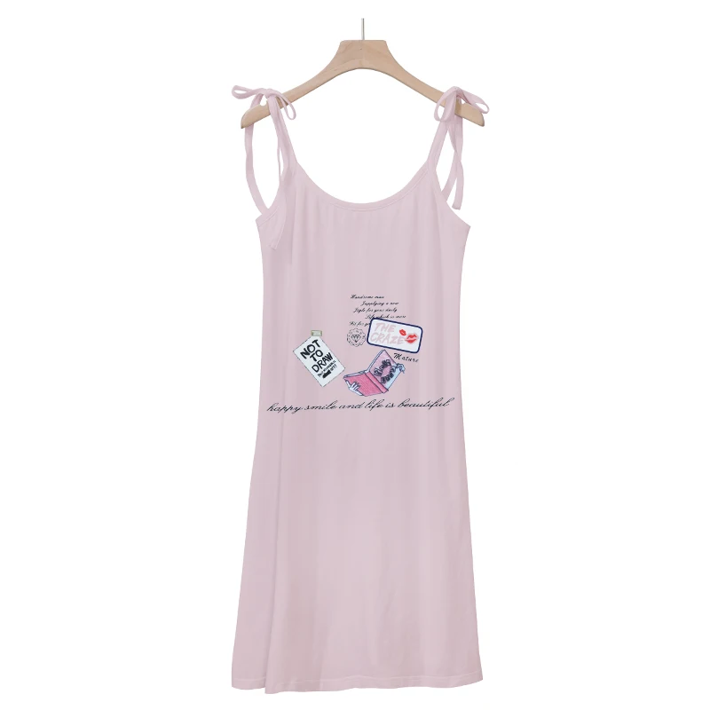 

Sleeveless Casual Knit Cotton Women Dress Letter Printing Mini Dress for Home