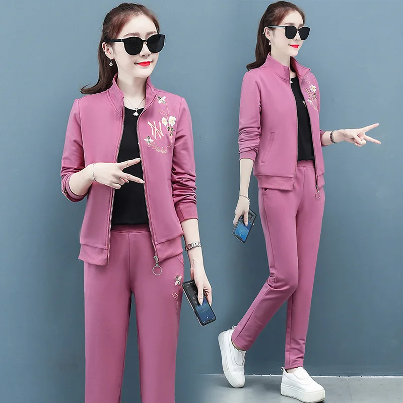 

Leisure Sports suit female Spring autumn New Large size Two-piece set track suits women printing Tops and pants Youth clothing