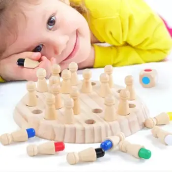 

Kids Wooden Memory Match Stick Chess Game Fun Block Board Game Educational Color Cognitive Ability Toy For Children Teaser Game
