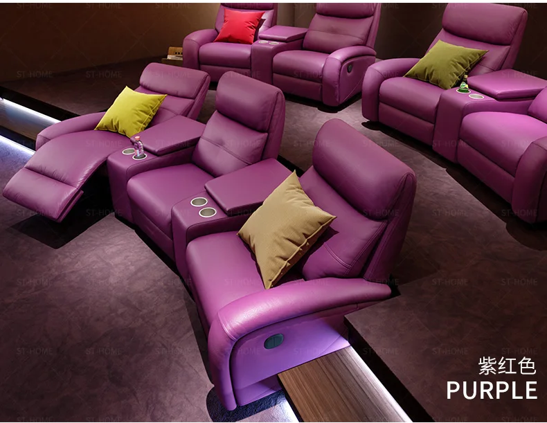 MANBAS Functional Electric Recliner Theater Couch In Genuine Italian Leather for Living Room Cinema Sofa Power Reclining Seats