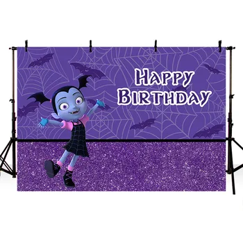 

TAIBO Vinyl Background PhotographyLittle Girl Bat and Spider Web Background Children Happy Birthday Hall Photo Studio Backdrop