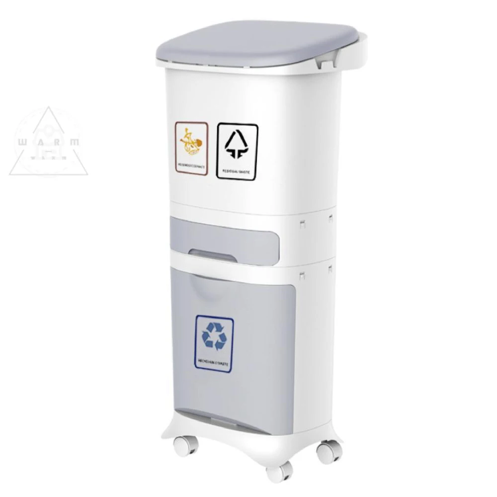 $21.67 2/3 Layer Classification Trash Can Kitchen Plastic Dustbin Wet and Dry Push Button Recycle Stacked Sorting Rubbish BinWith Wheel