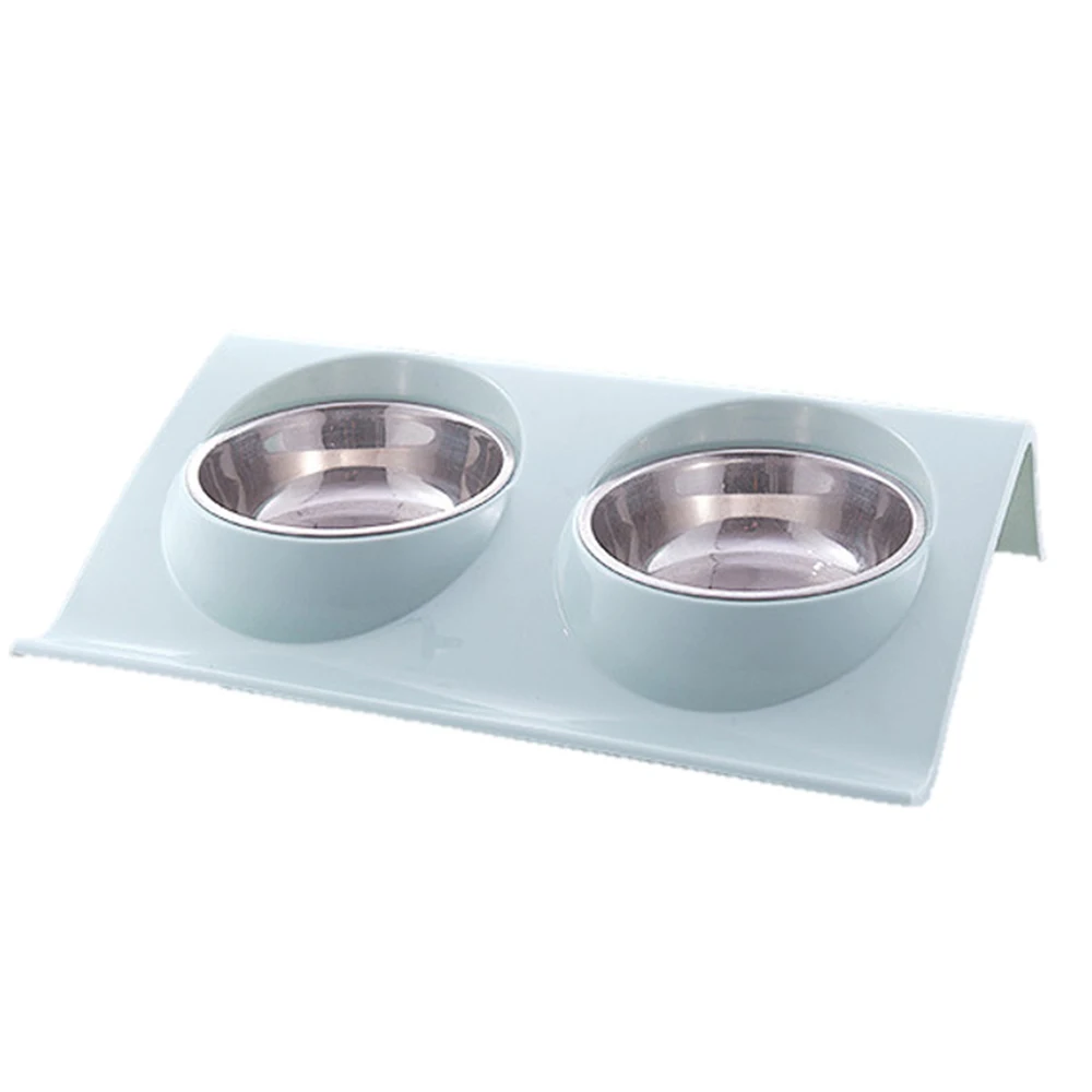 Двойная миска для кошек из нержавеющей стали для домашних животных, кормушка для воды для собак, щенков, кошек, товары для домашних животных, посуда для кормления - Цвет: G225541A