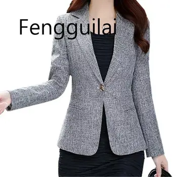 

Plus Size 4XL Women Blazers And Jackets 2020 New Spring Autumn Slim Single Button Blazer Feminino office Commerce Blazer Female