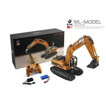 شراءWLtoys 16800 1/16 2.4G حفارة RC سيارات لعب التصميم 23 قناة الطريق البناء جميع السيارات شاحنة معدنية مع مصباح ليد الدخان