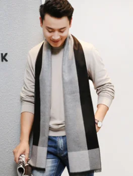 

Newest Men Scarves Cashmere Like Striped Casual Foulard Femme Winter Thickened Warm For Middle-aged And Old People