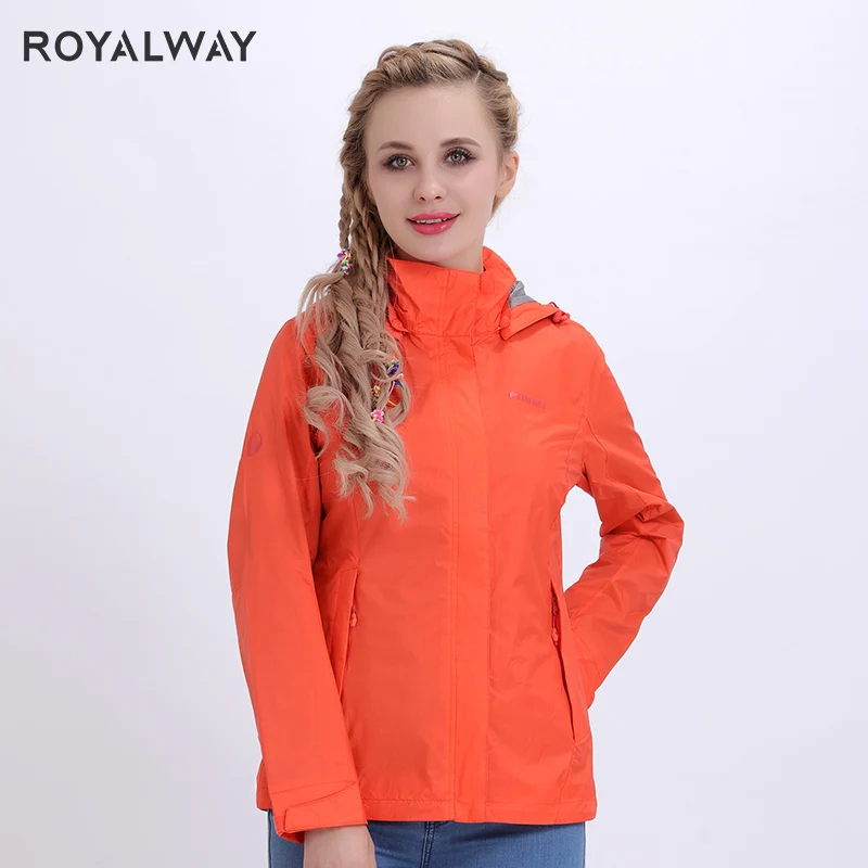ROYALWAY светильник, ветровка для женщин, водонепроницаемый, для кемпинга, походов, куртки с капюшоном, для путешествий, модные пальто, RFCL1003G