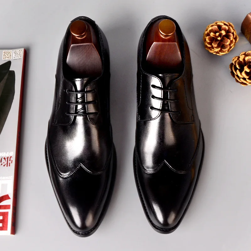 

2019 Spring New Style England MEN'S SHOES Men Business Formal Wear Pointed-Toe Leather Shoes Men's Leather Shoes Large Size Shoe