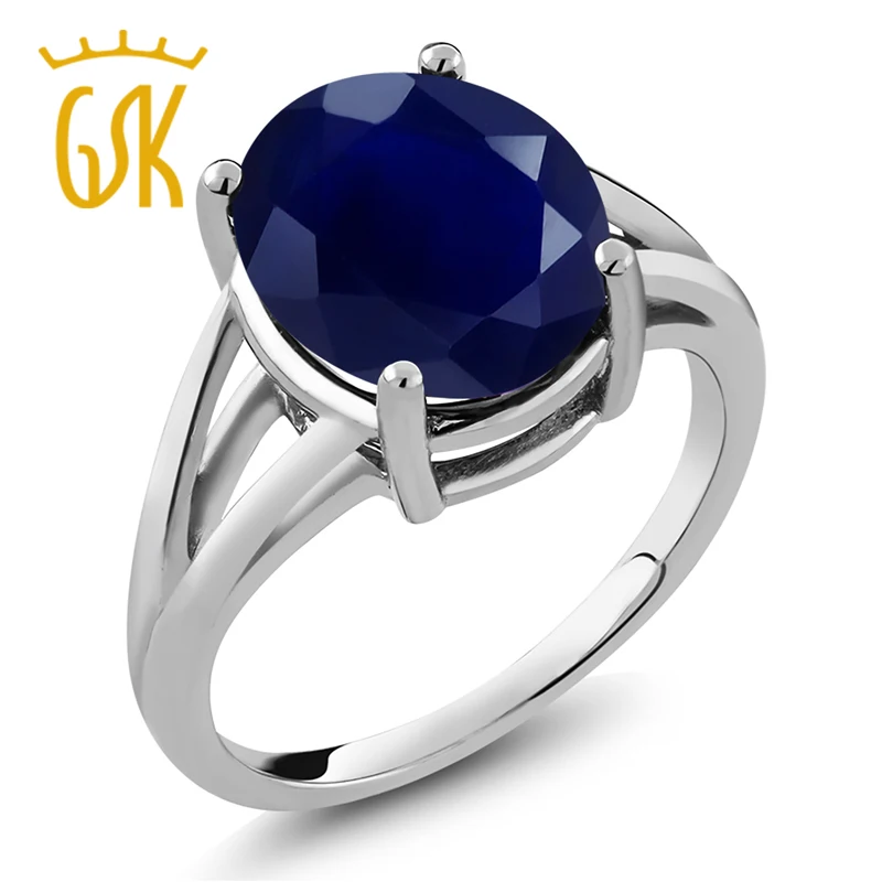 GemStoneKing синий сапфир 925 серебро Женское кольцо 5 60 карат доступно в размерах 6 7 8 9