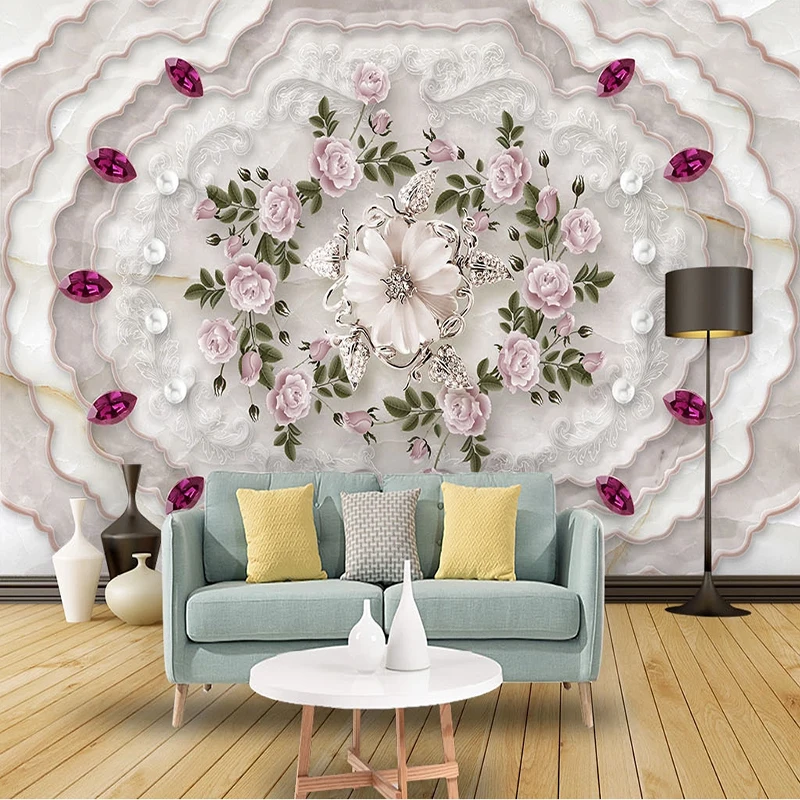 

Custom Photo Wallpaper European Marble Relief Pattern Murals Living Room Sofa Background Wall Cloth Eco-Friendly Papel De Parede