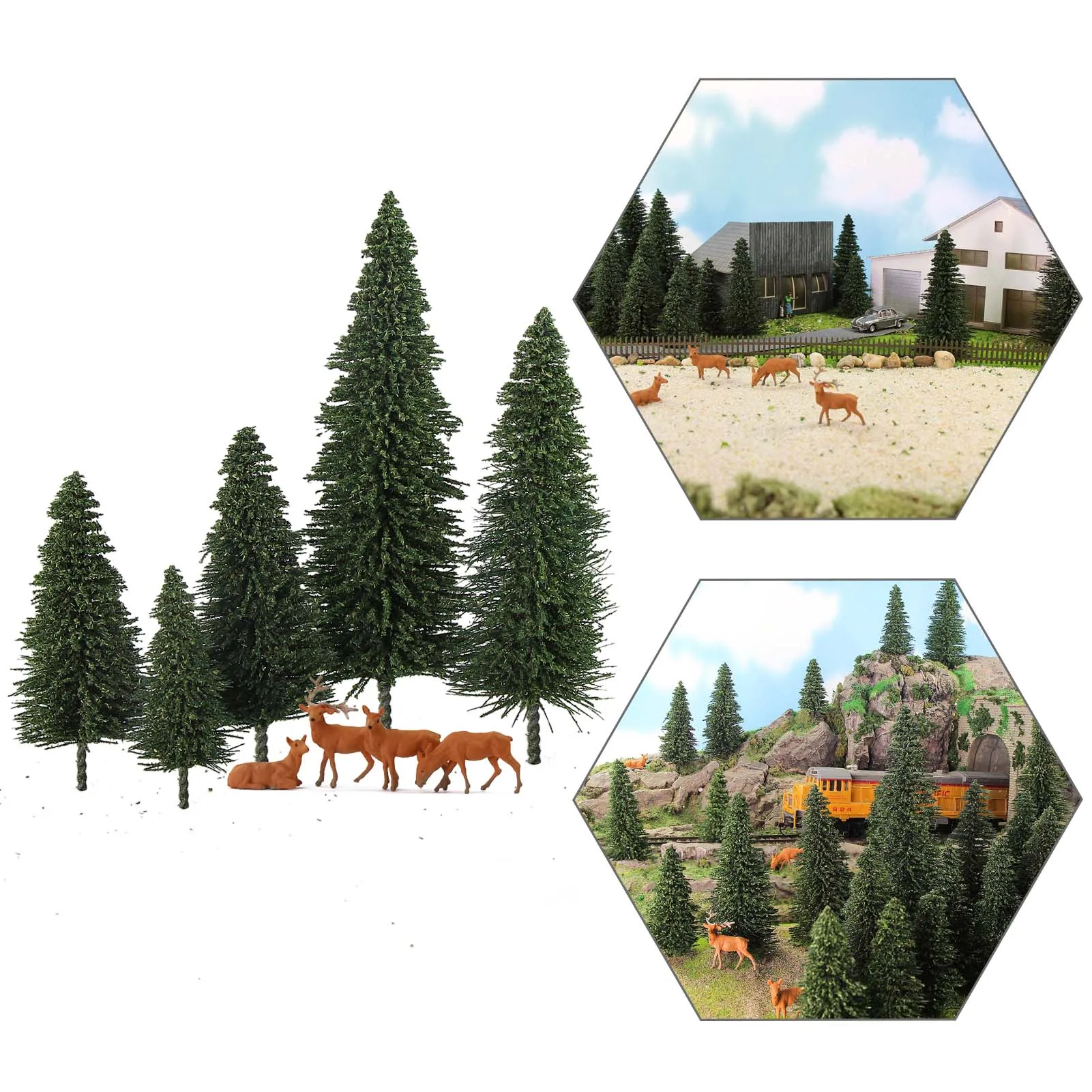 Model Pine Trees Green Pines H0 N Z Scale 1:87 Model Moose Deer Model Railway Layout Mini Scenery S0804 4
