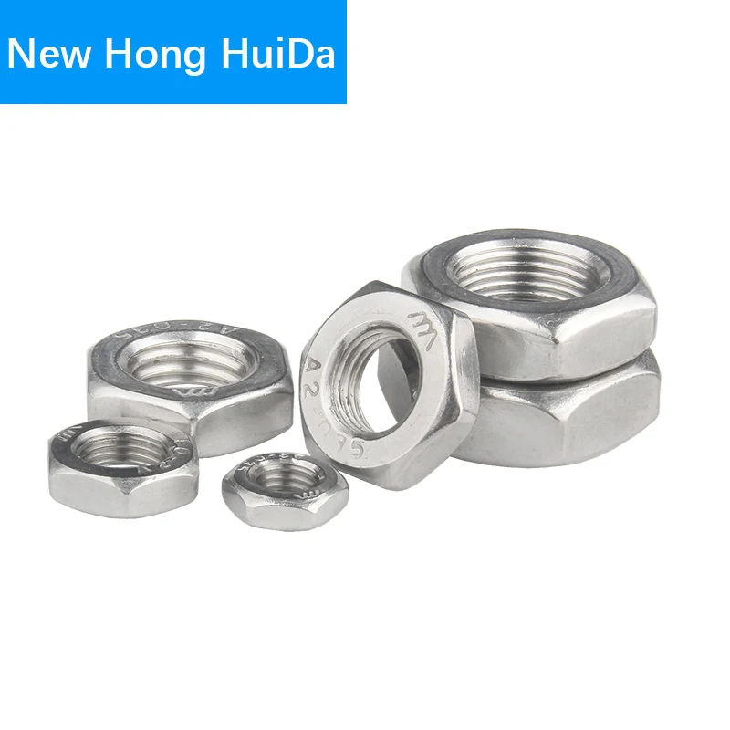 DIN439 GB6172 Hexagon Thin Nut 304 Stainless Steel Hex Nut Metric Thread M6 M8 M10 M12 M14 M16 M18 M20 M22 M24