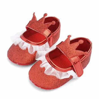 

0-18M Baby Girls Shoes Kids Shoes For Girls Infant First Walkers For Newborn Autumn Soft Sole Non-Slip Crown Princess Shoes