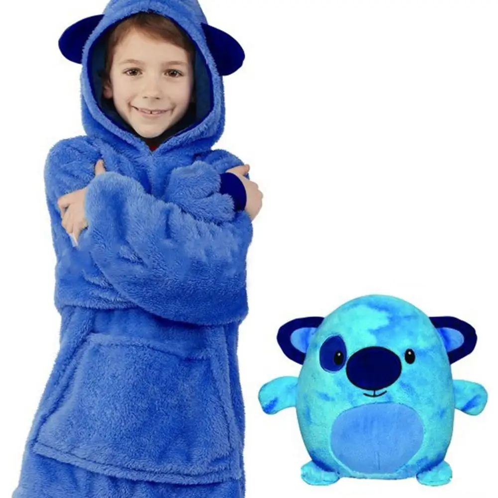 New 4 Styles Soft Children's Blanket Sweatshirt Pet Shaped Wearable Hoodie Nightdress Oversized Sweatshirt Winter Home Service