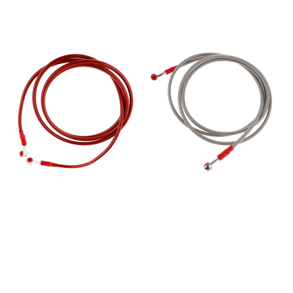 Универсальный тормоз сцепления Масляный шланг линии M10 банджо фитинг ABS пластик Плетеный, красный, серебристый(230 см
