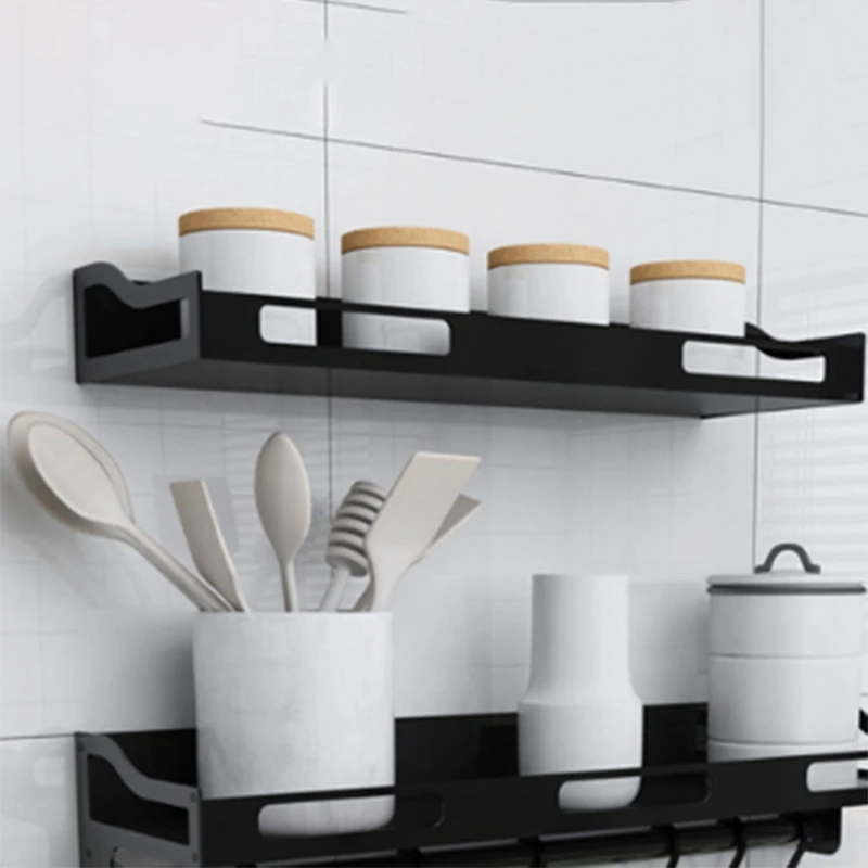 

Kitchen Rack Aluminum Drain Seasoning Bottle Storage Shelf Wall Mounted Multi Function Storage Rack Pantry Storage Household 40C