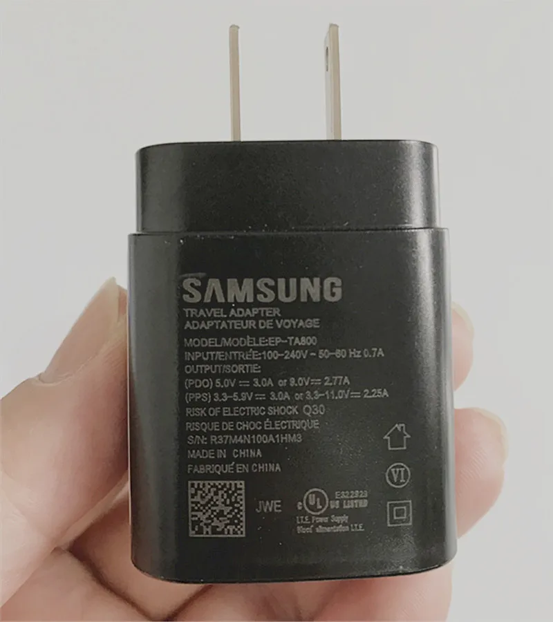 Samsung Note 10 Plus 25 Вт USB PD быстрое зарядное устройство US супер Зарядка адаптер 3A PD type-C кабель для Galaxy Note 10 S10 S9 Plus A90 A80