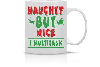 

Naughty But Nice I Multitask Merry Christmas Funny Cat Mug 11OZ Coffee Mug