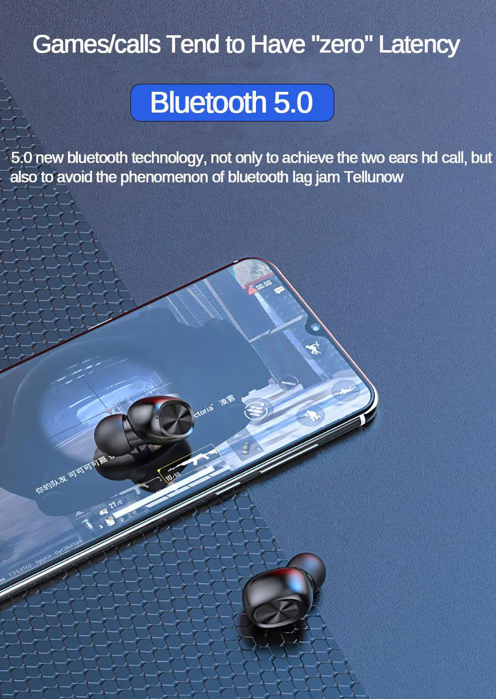 B5 TWS Wireless Earphone Bluetooth 5.0 Touch Control Bluetooth Earbuds Stereo Music headphone Gaming Headset 300mAh Power Bank