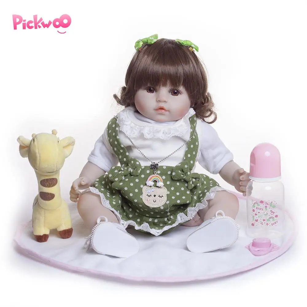 Pickwoo 18 дюймов 48 см bebes кукла-реборн для маленьких девочек Мягкие силиконовые куклы Boneca reborn Brinquedos Bonecas подарки на день детей игрушки