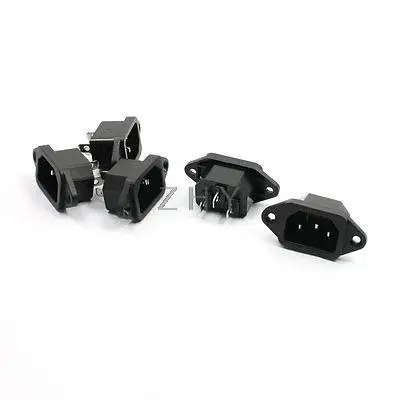 

5Pcs AC 250V 10A IEC320 C14 Inlet 3 Pin Black Power Socket for Electric Cooker