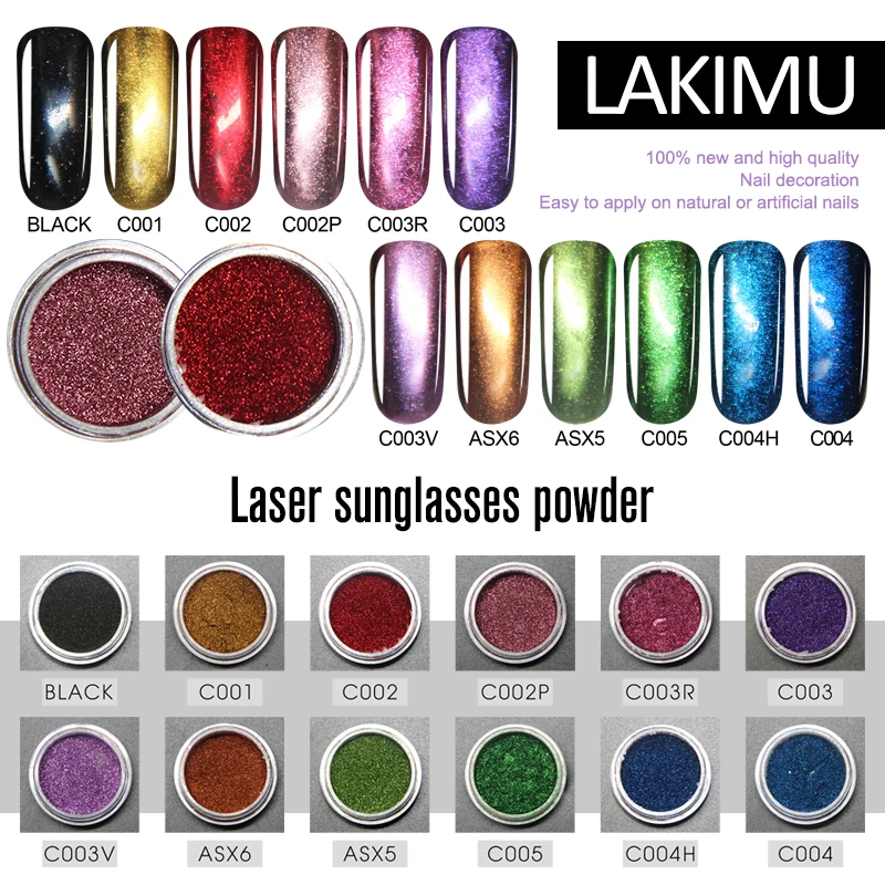 

LAKIMU Dust Colorful Pigment Powder Rubbing Pearl Glitter For Nail Art Decorations Grids Chrome Nail Powder Dipping Shimmer
