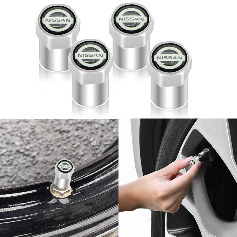 

4PCS Silver Metal Car Tire Valve Core Cover Cap for Nissans Nismo X-trail Almera Qashqai Tiida Teana Auto Automobile Accessories