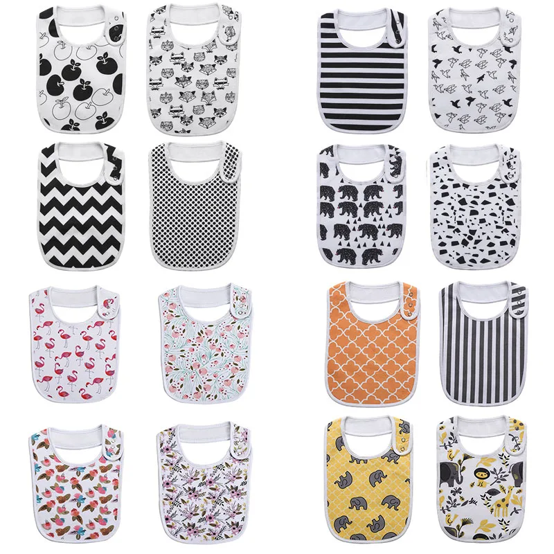 Fashion Newborn Cotton Bib Towel Digital Printing Baby Bibs Double