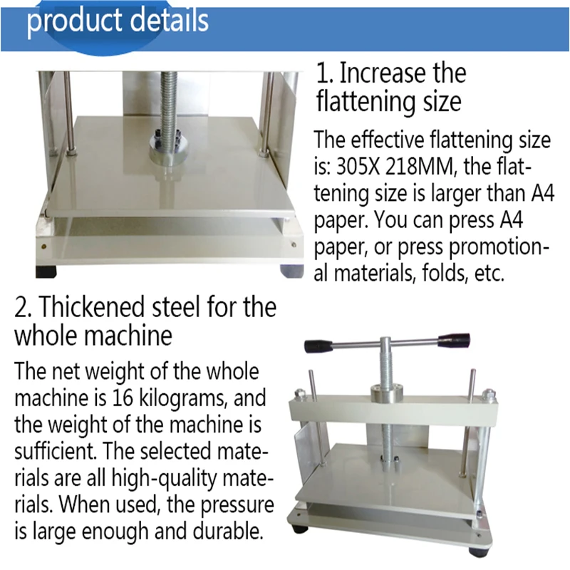 High efficiency A4 size Manual flat paper press machine for photo books,  invoices, checks, booklets, Nipping machine