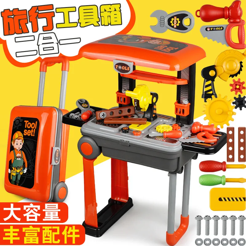 

Children Toolbox Maintenance Toy Boy Model Screw Driver Electric Drill Engineering Baby Repair Kit Travel Trolley Toy