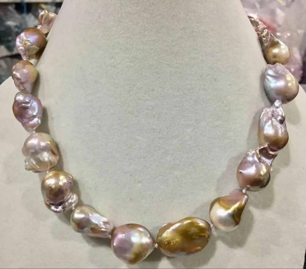 

Beautiful baroque purple reborn keshi pearl necklace 18" AAA